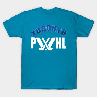 Gradient blue Toronto with white pwhl logo T-Shirt